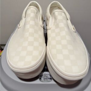 Vans white checkered platform slip ons Never Worn